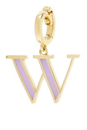 English Letter W Charm, 18k Yellow Gold